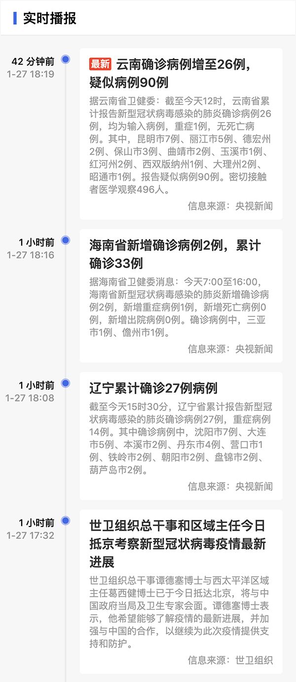 新型冠状病毒疫情每日播报 | 2020.01.27 新型冠状病毒疫情每日播报 | 2020.01.27